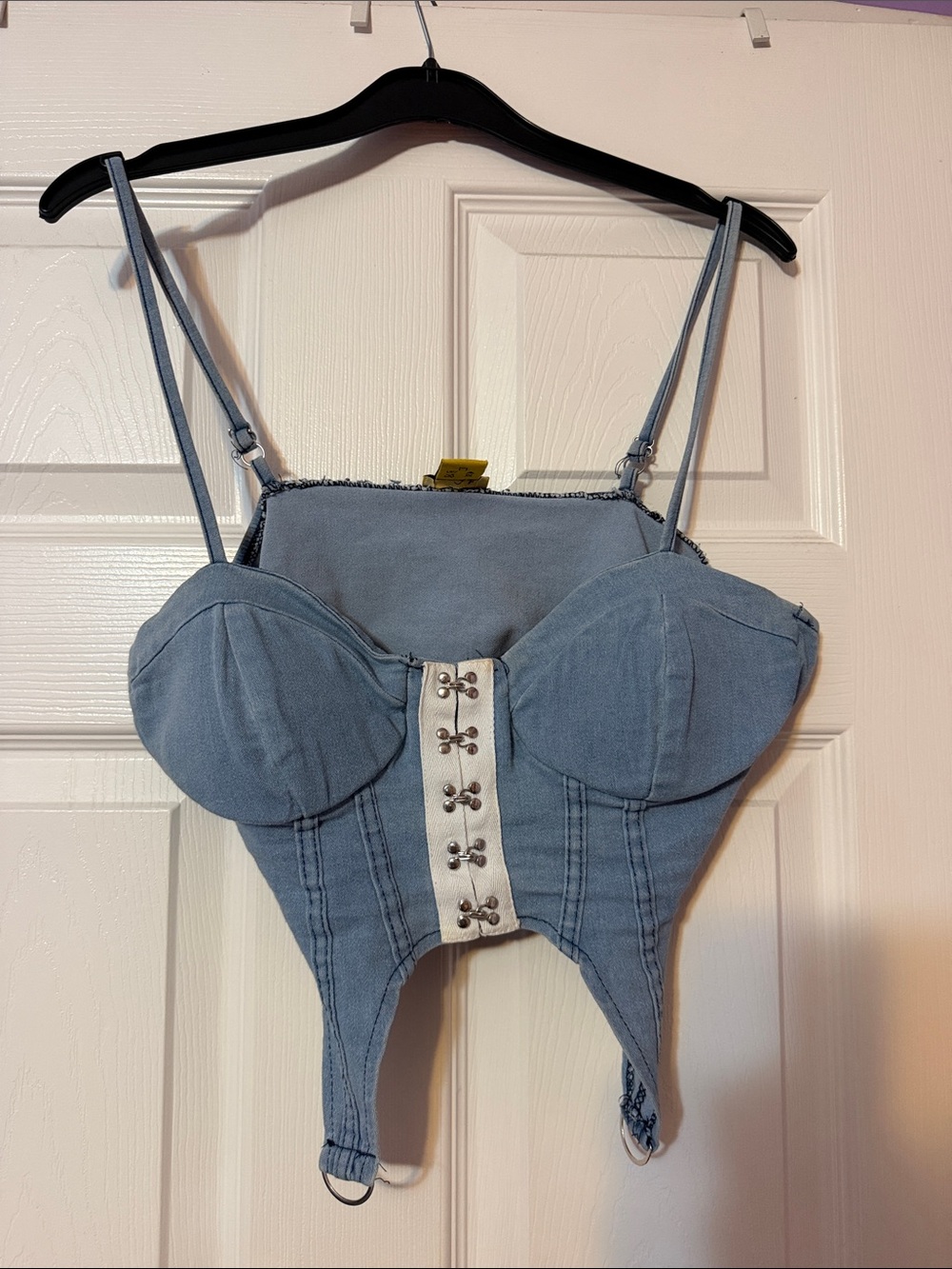 Daisy Light Blue Denim Corset Top with Front Hooks